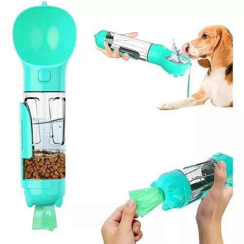 Botella Multifuncional Para Mascotas 4 en 1